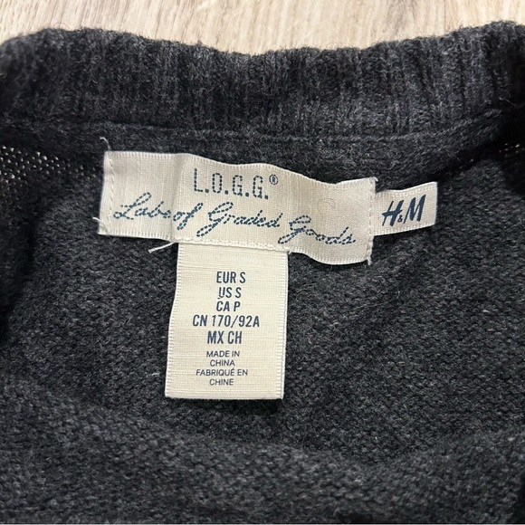 H&M LOGG Boxing Polar Bear Long Knit Tunic Sweater Gray Cotton Wool Blend Size S - Picture 4 of 7